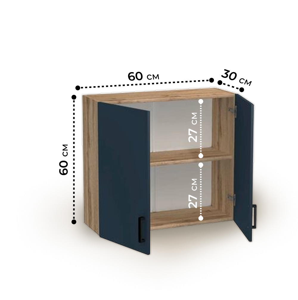 Шкаф для посуды 60 цвет Графит/Дуб вотан SANTREK HOME (ЛДСП)