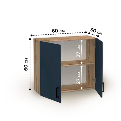 Шкаф для посуды 60 цвет Графит/Дуб вотан SANTREK HOME (ЛДСП)