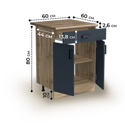 Рабочий стол 60 цвет Графит/Дуб вотан (1 ящик) столешница Дуб вотан SANTREK HOME (ЛДСП)