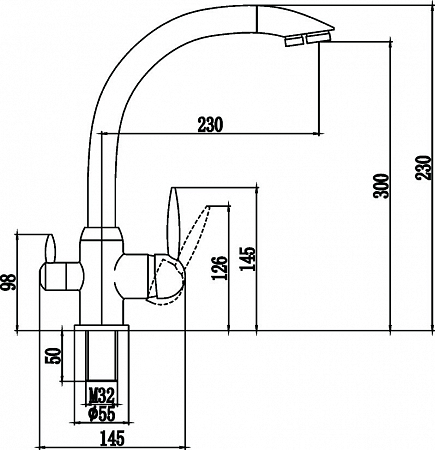 S-L1699L Смеситель Кухня SAVOL под фильтр питьевой воды шар. d=35, на гайке, Сатин