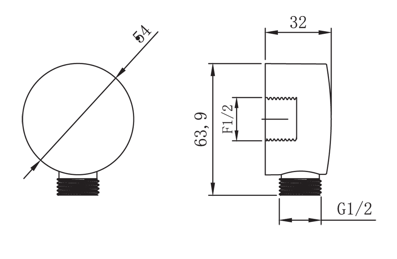 LM8086C Подключение для душевого шланга, хром, пакет LEMARK							