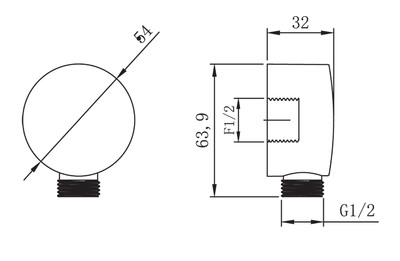 LM8086C Подключение для душевого шланга, хром, пакет LEMARK							
