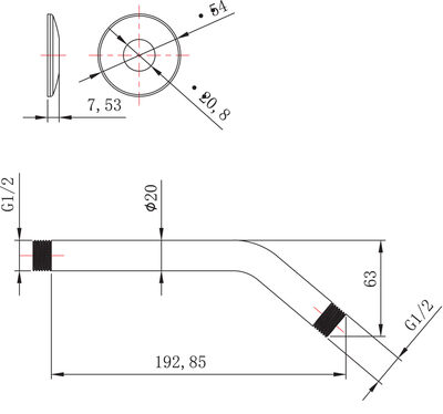 LM8031C Держатель для лейки настенный 180мм, хром LEMARK