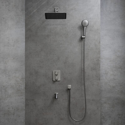 LM3742GM Bronx Смеситель термостатический для ванны и душа, встраиваемый, с доп. 3-ф. лейкой, графит LEMARK
