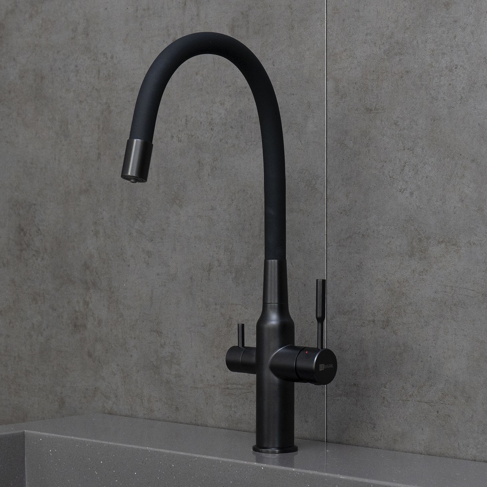 LM5083BL-Black Expert Смеситель для кухни, с гибким изливом, с подключением к фильтру питьевой воды, черный LEMARK