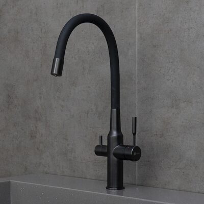 LM5083BL-Black Expert Смеситель для кухни, с гибким изливом, с подключением к фильтру питьевой воды, черный LEMARK