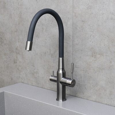 LM5083GMN-Black Expert Смеситель для кухни, с гибким изливом, с подключением к фильтру питьевой воды, графит нано/черный LEMARK