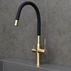 LM5083LGN-Black Expert Смеситель для кухни, с гибким изливом, с подключением к фильтру питьевой воды, светлое золото нано/черный LEMARK