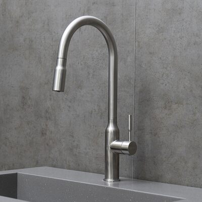 LM5086S Expert Смеситель для кухни с вытяжным изливом и 2х-функциональным аэратором, сталь LEMARK