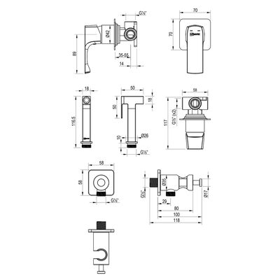 LM7219BG Ursus Смеситель с гигиеническим душем, встраиваемый, матовое золото LEMARK
