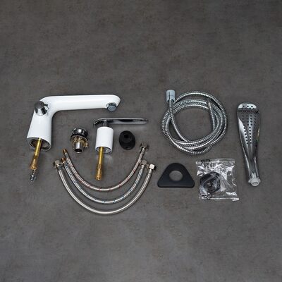 LM4947CW Melange Смеситель для ванны встраиваемый, на 3 отверстия, с аксессуарами, хром/белый LEMARK