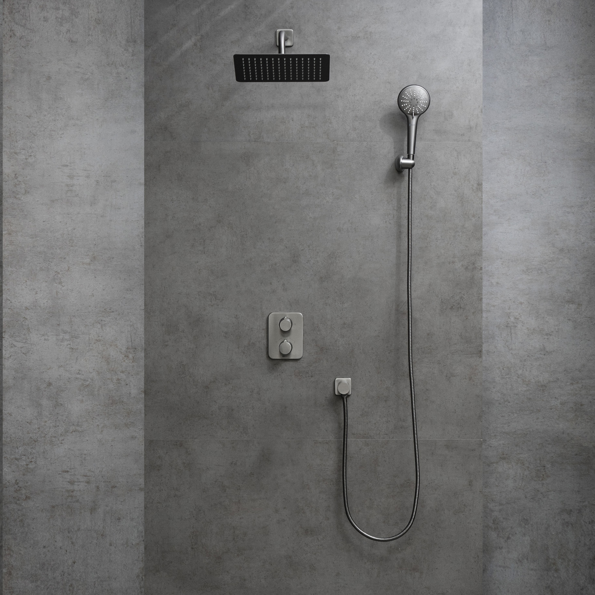 LM3749GM Bronx Смеситель термостатический для ванны и душа, встраиваемый, с доп. 3-ф. лейкой, графит LEMARK