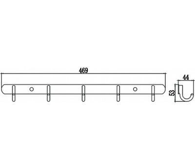 S-001255 Планка с крючками(5 крючков) Хром SAVOL