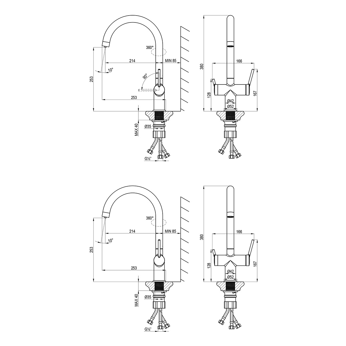 LM3861C Minima Смеситель для кухни с подключением к фильтру с питьевой водой, LEMARK							