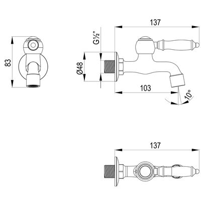 LM4890B Кран Villa ½” для бани, бронза LEMARK								