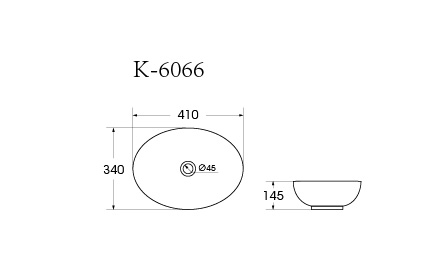 Раковина накладная HOLLER K-6066 (410*340*145мм), белая