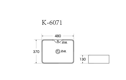 Раковина накладная HOLLER K-6071 (480*370*130мм), белая