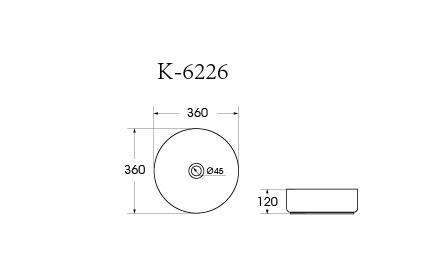 Раковина накладная HOLLER K-6226 (360*360*120мм), белая