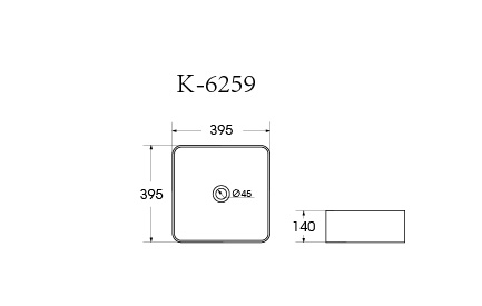 Раковина накладная HOLLER K-6259 (355*355*140мм), белая