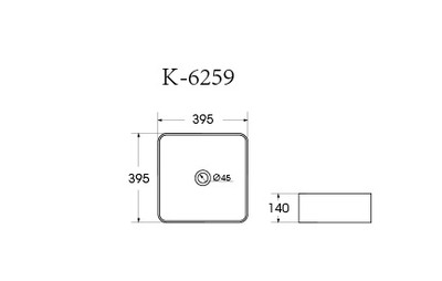 Раковина накладная HOLLER K-6259 (355*355*140мм), белая