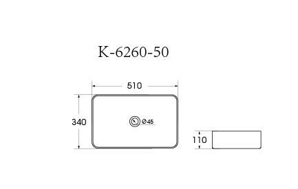 Раковина накладная HOLLER K-6260-50 (510*340*110мм), белая