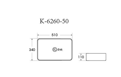 Раковина накладная HOLLER K-6260-50 (510*340*110мм), белая