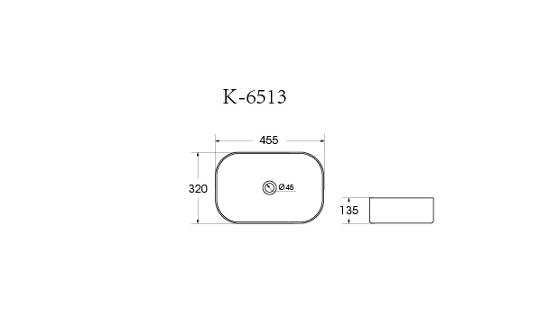 Раковина накладная HOLLER K-6513 (455*320*135мм), белая