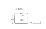 Раковина подвесная HOLLER K-6289 (605*470*135мм), белая (+ крепеж)
