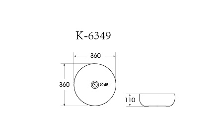 Раковина накладная HOLLER K-6349 (360*360*110мм), белая