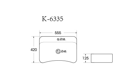 Раковина накладная HOLLER K-6335 (555*420*125мм), белая