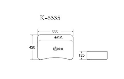 Раковина накладная HOLLER K-6335 (555*420*125мм), белая