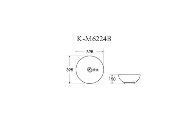 Раковина накладная HOLLER K-M6224B (395*395*150мм), черный матовый