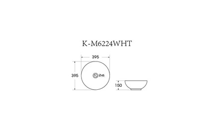 Раковина накладная HOLLER K-M6224WHT (395*395*150мм), белый матовый
