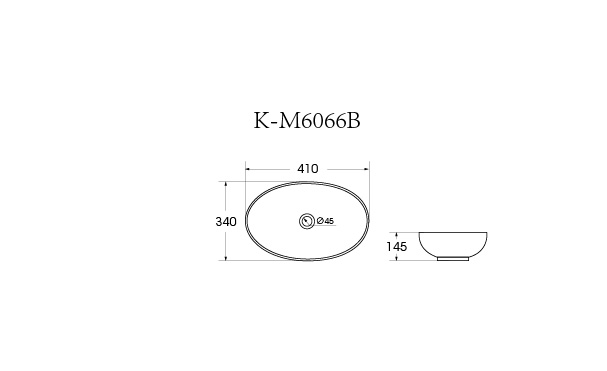 Раковина накладная HOLLER K-M6066B (410*340*145мм), черный матовый