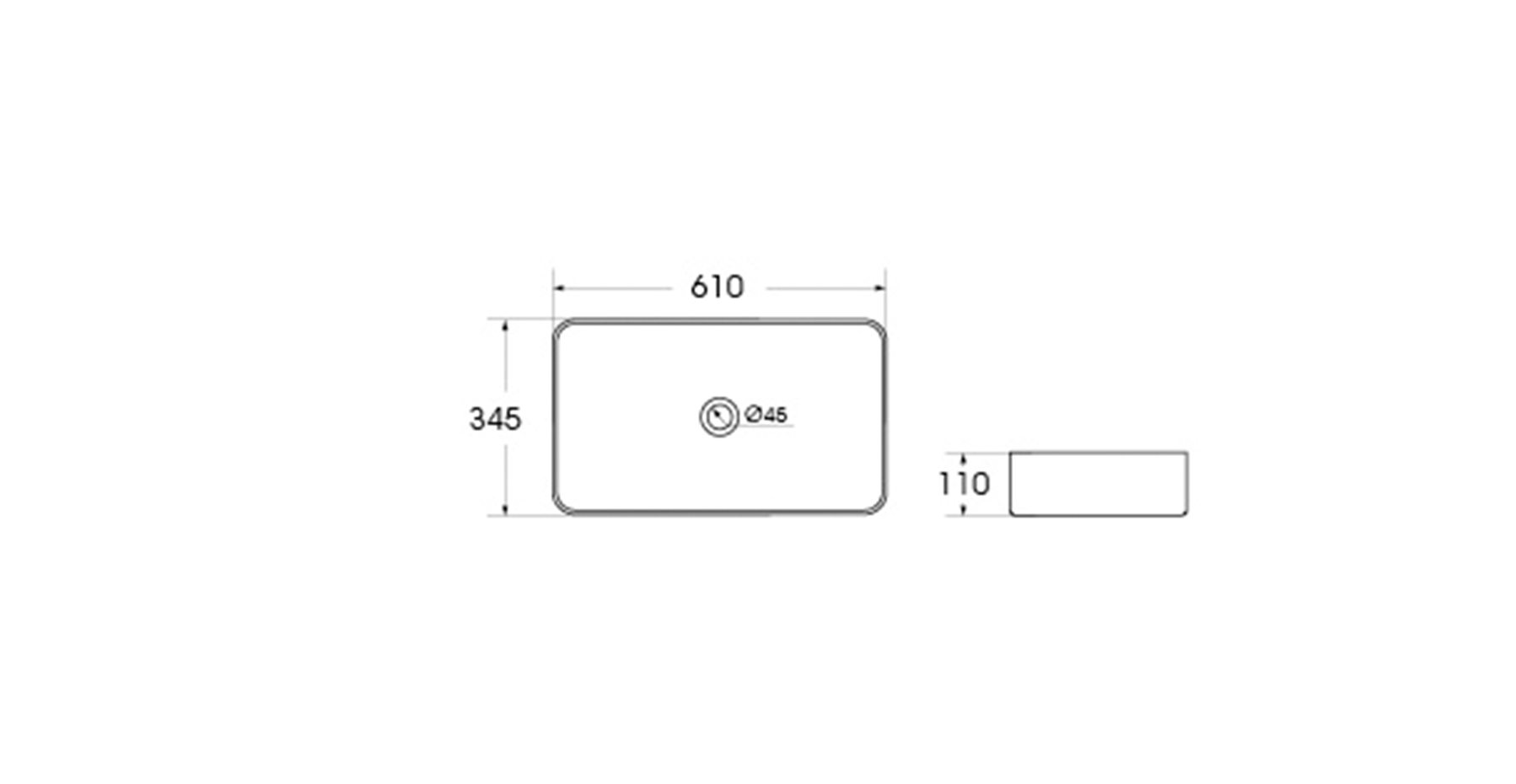 Раковина накладная HOLLER K-M6260-60B (610*345*110мм), черный матовый