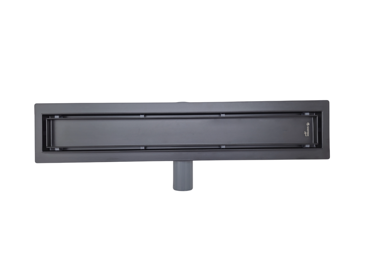 Линейный душевой трап SANTREK AQUA  B-70500 BLACK нерж 70*500мм (горизонт выпуск 360 гр, ф40) (решетка щелевая, под плитку) сухой затвор и гидрозатвор