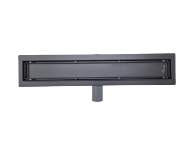 Линейный душевой трап SANTREK AQUA  B-70500 BLACK нерж 70*500мм (горизонт выпуск 360 гр, ф40) (решетка щелевая, под плитку) сухой затвор и гидрозатвор