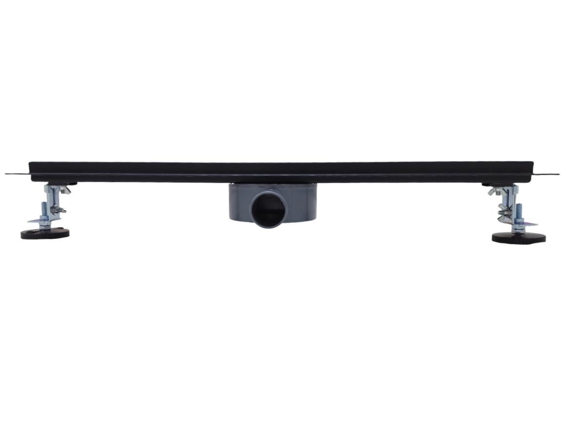 Линейный душевой трап SANTREK AQUA  B-70600 BLACK нерж 70*600мм (горизонт выпуск 360 гр, ф40) (решетка щелевая, под плитку) сухой затвор и гидрозатвор