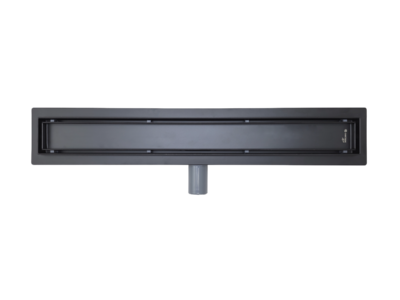Линейный душевой трап SANTREK AQUA  B-70600 BLACK нерж 70*600мм (горизонт выпуск 360 гр, ф40) (решетка щелевая, под плитку) сухой затвор и гидрозатвор