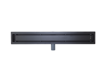 Линейный душевой трап SANTREK AQUA  B-70700 BLACK нерж 70*700мм (горизонт выпуск 360 гр, ф40) (решетка щелевая, под плитку) сухой затвор и гидрозатвор