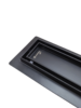 Линейный душевой трап SANTREK AQUA  B-70800 BLACK нерж 70*800мм (горизонт выпуск 360 гр, ф40) (решетка щелевая, под плитку) сухой затвор и гидрозатвор