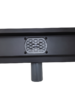 Линейный душевой трап SANTREK AQUA  B-70900 BLACK нерж 70*900мм (горизонт выпуск 360 гр, ф40) (решетка щелевая, под плитку) сухой затвор и гидрозатвор