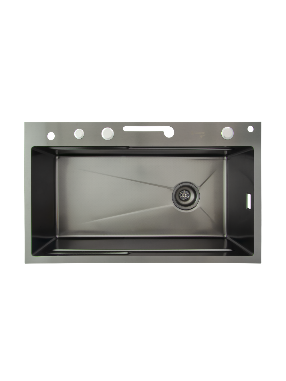 Мойка нерж врезная 750х450х220 т 3,0 ЧЕРНАЯ HB7545FB-W1+6 (+ сифон) SANTREK AQUA + Подарок (4 клав, колл-р, фруктов, доска, 2 смес, ополаск., дозатор)