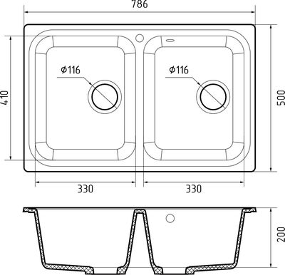 Мойка SANTREK AQUA PRO BOXY SA-S780K  2 чаши 780*510 мм (иней-321) (без сифона)