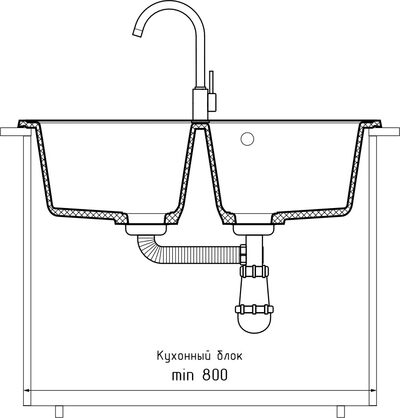 Мойка SANTREK AQUA PRO BOXY SA-S780K  2 чаши 780*510 мм (серый-310) (без сифона)