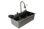 Мойка нерж врезная 750х450х220 т 3,0 ЧЕРНАЯ HB7545FB-W2+6 (+ сифон) SANTREK AQUA + Подарок (2 клав, колл-р, фруктов, доска, 2 смес, ополаск., дозатор)