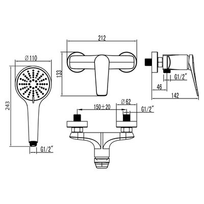 LM3703GM Bronx Смеситель для душа, графит LEMARK