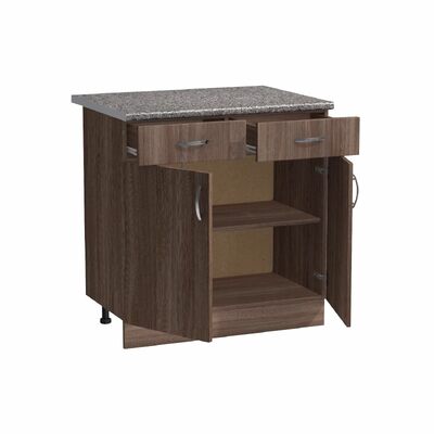 Рабочий стол 80 цвет Дуб темный (2 ящика) столешница Гранит SANTREK HOME (ЛДСП)