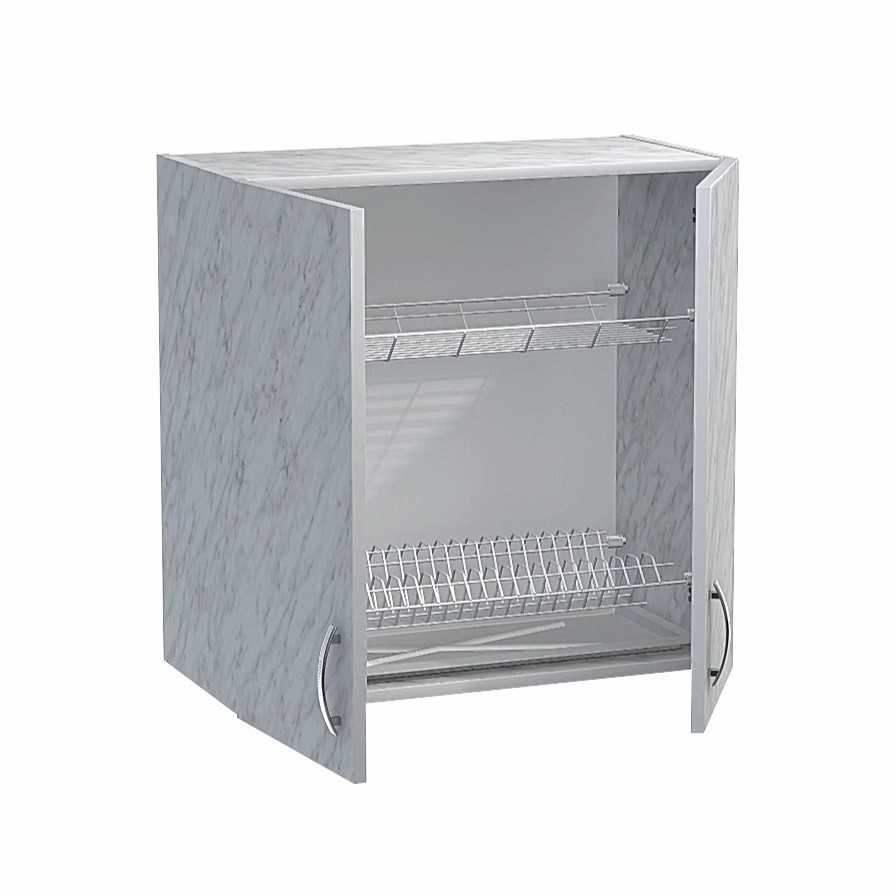 Шкаф для посуды 60 цвет Карара (с сушкой) (ЛДСП)