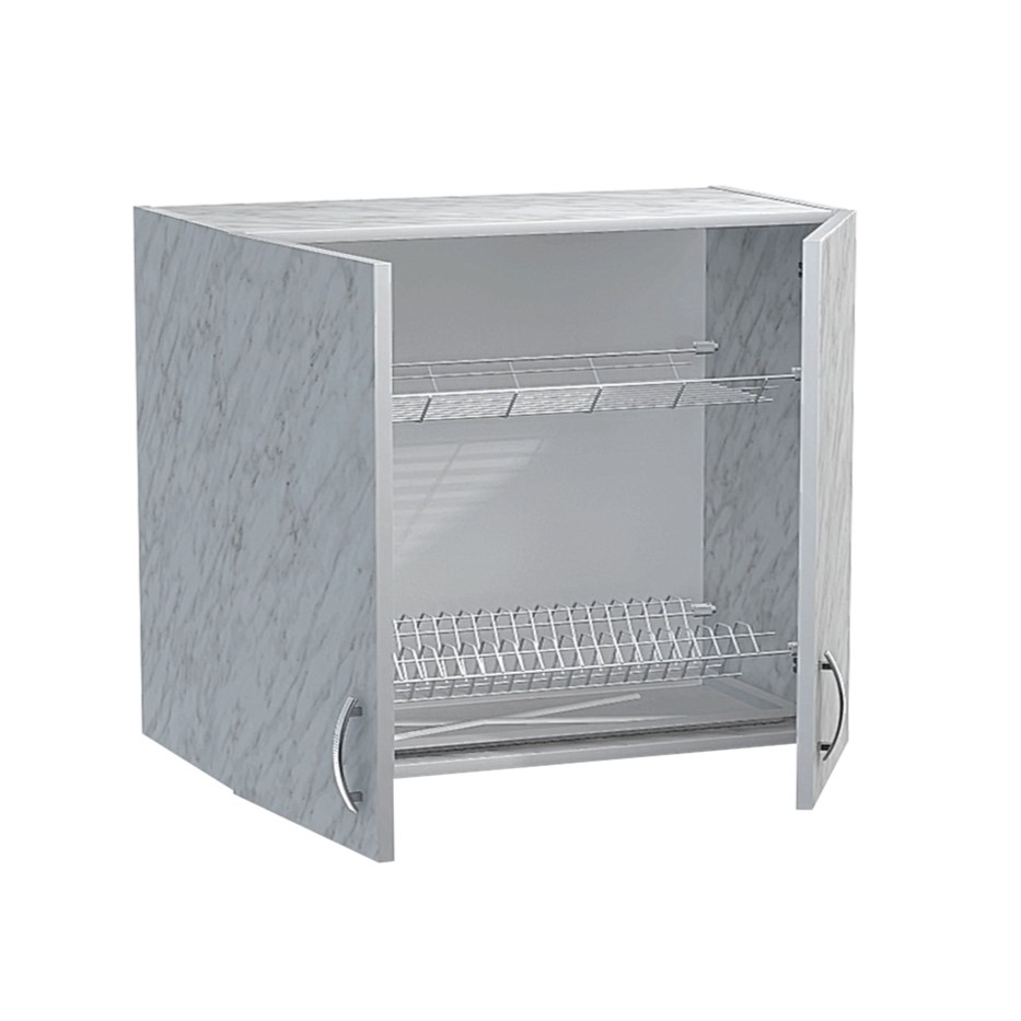 Шкаф для посуды 80 цвет Карара (с сушкой) (ЛДСП)